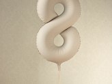 Balon foliowy Matowa Cyfra '8', 86cm, jasny beż
