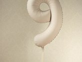 Balon foliowy Matowa Cyfra '9', 86cm, jasny beż