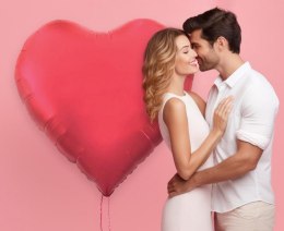 Balon foliowy Serce, matowy czerwony, 65