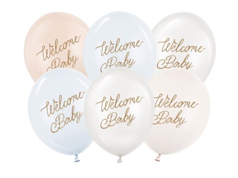 Balony lateksowe Welcome Baby, Narodziny, baby shower 30 cm, 6 szt.