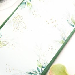 Bieżnik na stół liście ze złotym motywem roślinnym 275 x 28 cm