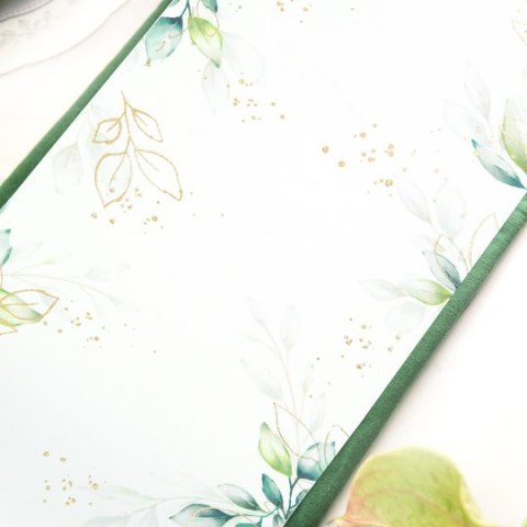 Bieżnik na stół liście ze złotym motywem roślinnym 275 x 28 cm