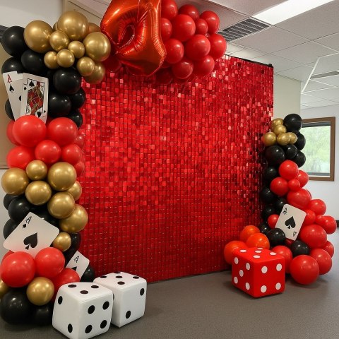 Panel cekinowy dekoracyjny czerwony, 30cm