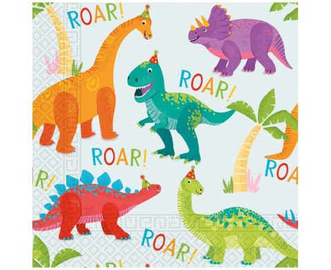 Serwetki papierowe impreza dinozaurów, Dino Party, 33 cm, 20 szt.