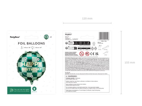 Balon foliowy Happy Birthday Piłki Zielony 35 cm