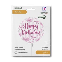 Balon foliowy Kokarda Różowy Pretty Pink Bow Birthday 45 cm