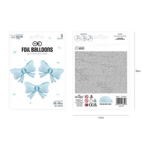 Balon foliowy Kokardki niebieski 55 x 42cm 3szt