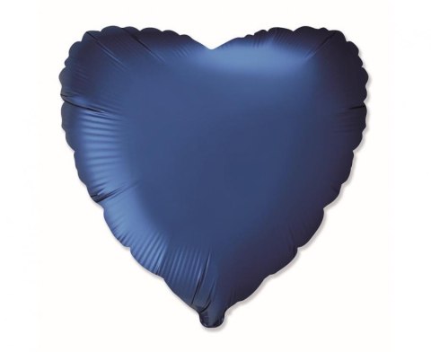 Balon foliowy Serce Satynowy Granat, Navy Blue 46cm
