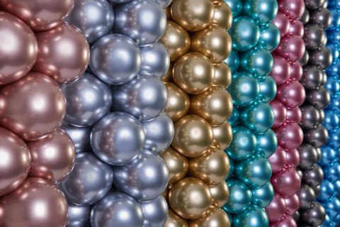 Balony lateksowe, Złote Shiny chrom, 33 cm, 50 szt.