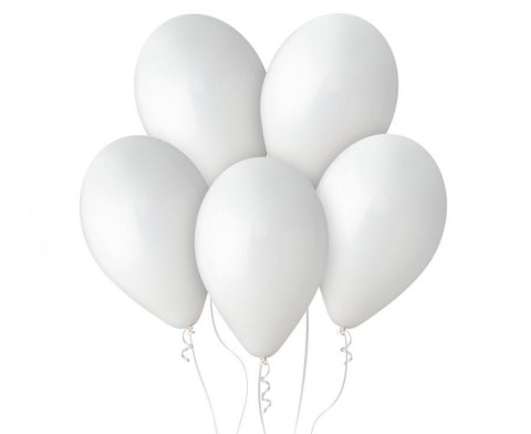 Balony lateksowe pastelowe, Gemar Białe White, 33cm, 50szt.