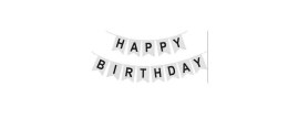 Baner Girlanda urodzinowa Happy Birthday Srebrny Czarny 180 cm