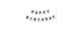 Baner Girlanda urodzinowa Happy Birthday Srebrny Czarny 180 cm
