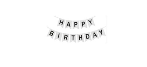 Baner Girlanda urodzinowa Happy Birthday Srebrny Czarny 180 cm
