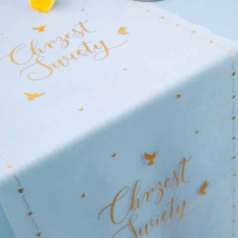 Bieżnik z Organzy Złoty na Chrzest Święty 30x500 cm