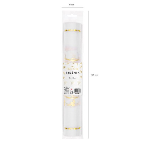 Bieżnik z Organzy Złoty na Chrzest Święty 30x500 cm