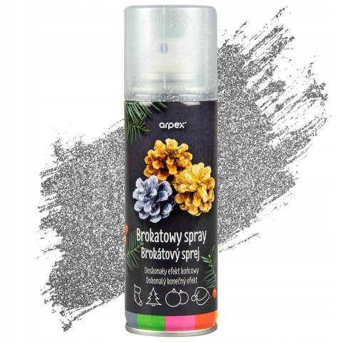 Brokatowy spray dekoracyjny srebrny 100 ml