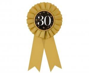 Kotylion na 30 Urodziny, Jubileusz złoto-czarny, 8 cm