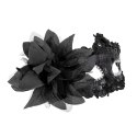 Maska karnawałowa z cekinami i kwiatem czarna 16x10cm