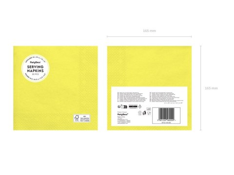 Serwetki papierowe Żółty 33x33cm 20szt