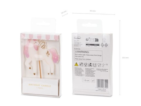 Świeczka Urodzinowa Jednorożec Mix Kolorów 9 cm