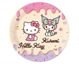 Talerzyki papierowe Hello Kitty i Kuromi 23 cm 8 szt.