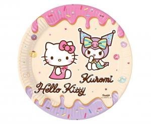 Talerzyki papierowe Hello Kitty i Kuromi 23 cm 8 szt.