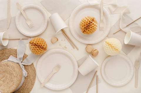 Talerzyki papierowe Okrągłe Beż Desert Sand 23cm 6 szt