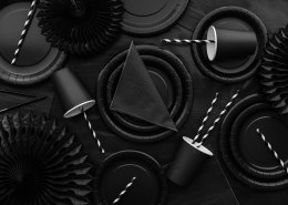 Talerzyki papierowe Okrągłe Czarny 18cm 6 szt