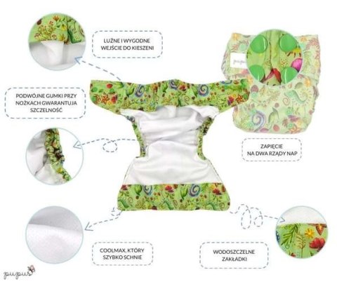 Pieluszka z kieszonką OS dwurzędowa, JEDNOROŻCE