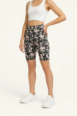 Krótkie Legginsy z Wysokim Stanem - Kolibry i Kwiaty