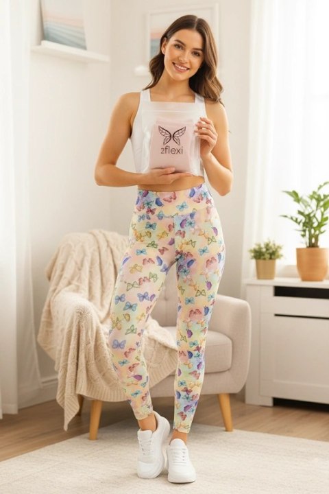 Krótkie Legginsy z Wysokim Stanem - Motyle