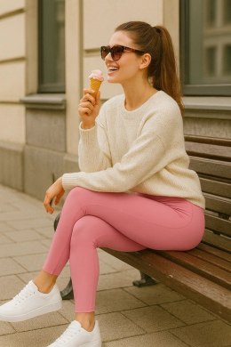 Długie Legginsy z Wysokim Stanem - Rose Bloom