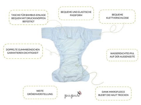 Pielucha wielorazowa dla dorosłych z wkładem - W TRAWIE