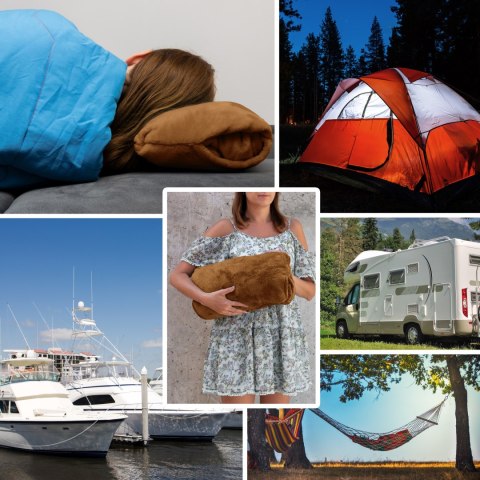 Bluzair Bluza Koc z Kapturem XXL Ciepła Toffee 4w1