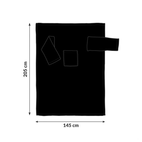 Kocyk Szlafrok Czarny koc z rękawami polar POLSKI