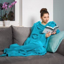 Kocyk Szlafrok Niebieski koc rękawami polar POLSKI