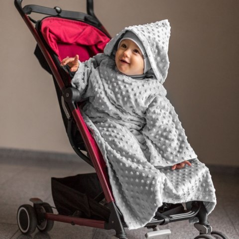 Kocyk do wózka fotelika samochodowego szary minky