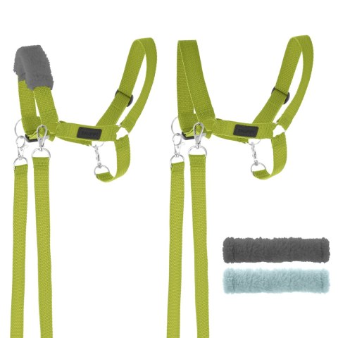 Zestaw Skippi - Hobby Horse szary i dodatkowy kantar - jasny zielony