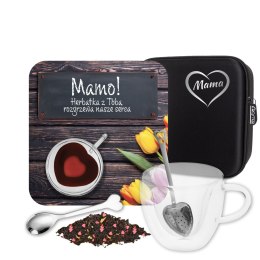 Zestaw Prezentowy dla Mamy - Serce - Szklana serce, herbata, akcesoria