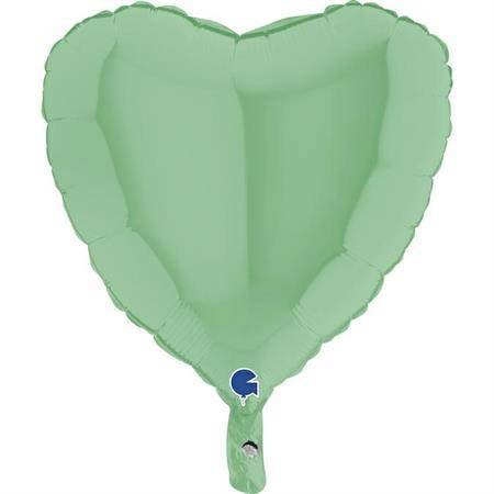 Balon Foliowy - Matowe jasno zielone Serce 46 cm, Grabo