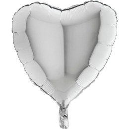Balon Foliowy - Srebrne Serce 46 cm Grabo, pakowane