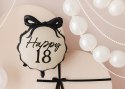 Balon foliowy Happy ''18'' z kokardką, osiemnastka, czarno- beżowy, 47,5x45 cm