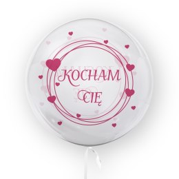 Balon przezroczysty z nadrukiem Kocham Cię, różowy 45cm