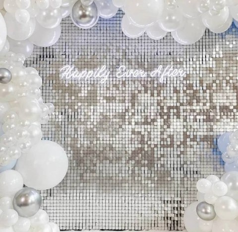 Panel Cekinowy Srebrny, Kwadrat cekiny srebrne, 30x30cm