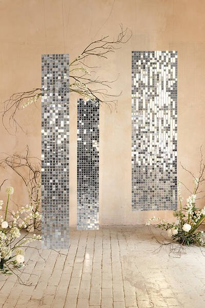 Panel Cekinowy Srebrny, Kwadrat cekiny srebrne, 30x30cm