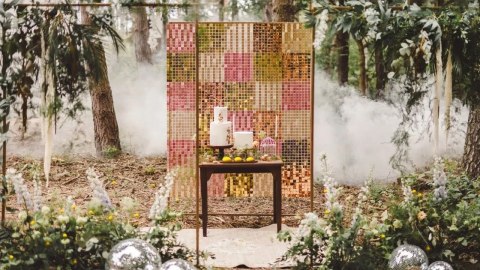 Panel Cekinowy Srebrny, Kwadrat cekiny srebrne, 30x30cm