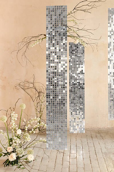 Panel Cekinowy Srebrny, Kwadrat cekiny srebrne, 30x30cm