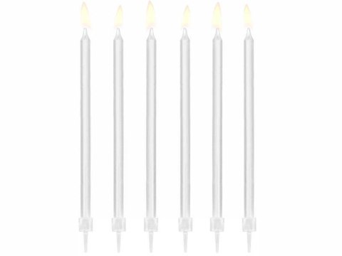Świeczki urodzinowe, gładkie, białe 14 cm, 12 szt.