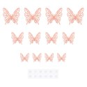 Naklejki na ścianę 3D Motyle ażurowe różowe złoto 12szt.