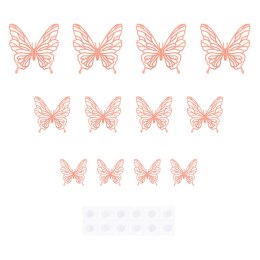 Naklejki na ścianę 3D Motyle ażurowe różowe złoto 12szt.